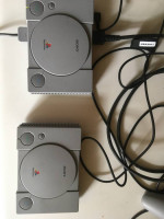 sony playstation mini classic console (2) with two controllers