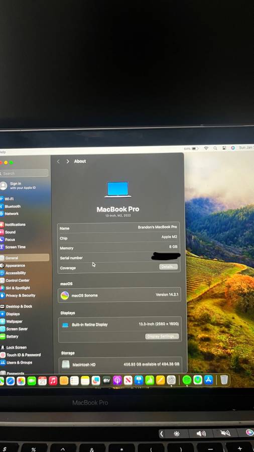 MacBook Pro 13 Inch M2, 2022 Laptop