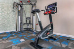 State-of-the-art fitness center equipment in C Street Flats apartments, Laurel, Maryland.