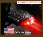Solar Powered Bicycle Bright Red LED Rear Tail Light Flash or Static Any Bike FAST and FREE Shipping