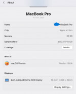 MacBook Pro (16 inch, 2023) M2 Pro 12 cores 32GB memory 500GB storage