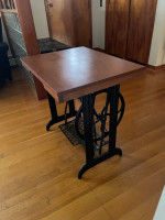 Antique Singer Wrought Iron Base With Wood Top Desk Table