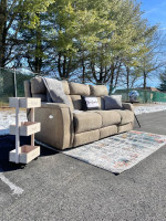 (Free Delivery) - Raymour and Flanigan Blake Microfiber Power Sofa Couch (RETAIL