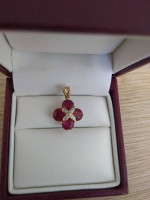 3CT Natural Ruby & Diamond Pendant in 10K Yellow Gold