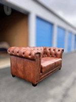 Top Grain Leather Chesterfield Loveseat Brown Sofa Delivery Available