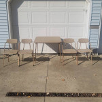 Hamilton Cosco Mid Century Modern Folding Card Table w/ 4 Chairs MCM