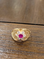 Turkish 14K Yellow Gold Ornate Flower Ring. Size 6.5