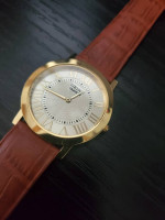 RARE VINTAGE New Old Stock Seiko Super Slim Gold and Leather Mens Watc