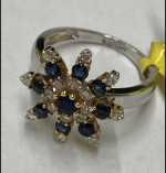 White Gold Snowflake Sapphire Ring