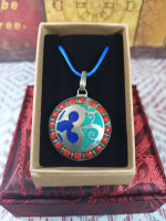 Tibetan Pendant Handcrafted in Napal Sterling w Om Symbol