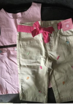 NEW Girl GYMBOREE Crazy 8 size 5 5-6 top clamdigger shorts pink Small