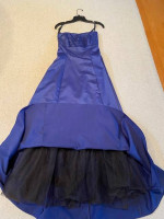 Formal Prom Gown, Size 11/12, Navy Blue Satin, Strapless, ZumZ
