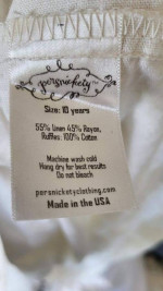 Linen/Rayon Kids Size 10 White Summer Dress