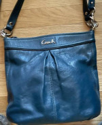 Versatile Coach Dark Blue Leather Bag - Shoulder, Crossbody or Handbag