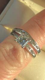 1.25 ctw women’s princess diamond and moissanite set 14K gold setting