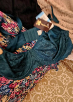 Pretty Rayon top, Denim Skort & Wacoal Lace Bra