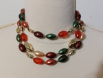 Vintage Triple Strand Multi-Color Acrylic Bead Adjustable Choker OBO