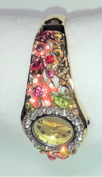 NEW Luxury Retro Garden Flower Bangle Bracelet Watch - Pink - On Sale!