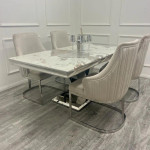 Glencoe white pandora marble dining table