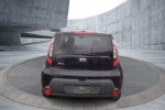 Rear view of a 2015 Kia Soul in Shadow Black showcasing its compact design and modern features.