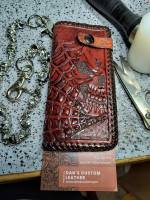Handcrafted Leather  Wallet – Skull & Web Design