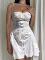 Ruched Button-Front Summer Dress