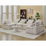 132" Modular Corduroy Sectional Sofa with 12 Pillows & Armless Design