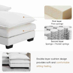 Modern U-shaped Sectional Sofa with Waist Pillows, 6-Seat Upholstered Symmetrical Sofa Furniture with Chaise Lounge