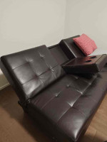 Leather reclining futon couch sofa