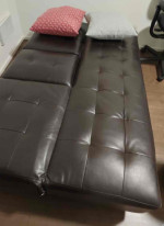Leather reclining futon couch sofa