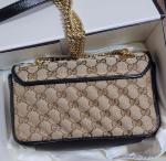 Authentic Gucci GG Marmont Diagonal Quilted Small Shoulder Bag Brown/ Black Style 443497