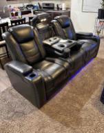 Leather couch reclining