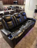 Leather couch reclining