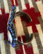 Vintage Signed Navajo Spiny Oyster, Lapis Silver Butterfly Bracelet