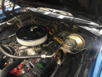 Engine bay of a 1972 Chevrolet Chevelle with GM crate engine and upgraded components.