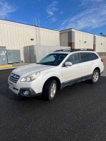 2014 Subaru Outback for sale, white, single-owner, 64,000 miles, all-wheel drive with clean history.