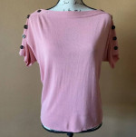 Balenciaga Paris Light Knit Pink Salmon Boat Tail Top Sweater France
