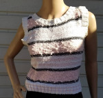 Melody Brooke Ribbed Knitted Glossy Pink, White & Black Vest XS