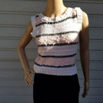 Melody Brooke Ribbed Knitted Glossy Pink, White & Black Vest XS