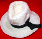 Vintage White Fuzzy Hat MR JOHN 1950's