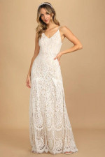 XS White Lace Wedding Dress