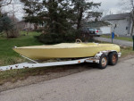 18' Race Boat project. V drive ski/drag boat with a tandem trailer.