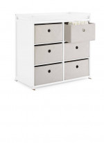 Delta Children Hayes Changing Table with Fabric Bins, Bianca White/Flax Bins