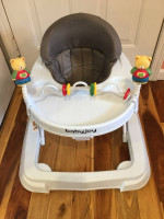 Baby Joy Walker Foldable Adjustable w/ Toy Bar High Back Seat Gray