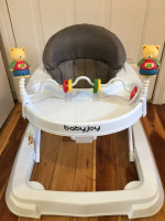 Baby Joy Walker Foldable Adjustable w/ Toy Bar High Back Seat Gray
