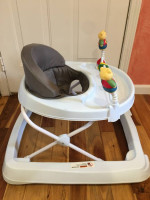 Baby Joy Walker Foldable Adjustable w/ Toy Bar High Back Seat Gray