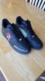 Customized Size 13 Nike Air Force 1 Triple Black '07 Shoes 315122-001