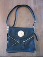Michael Kors Black Leather Purse handbag crossbody shoulder bag