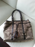 Authentic Lancel canvas shoulder bag